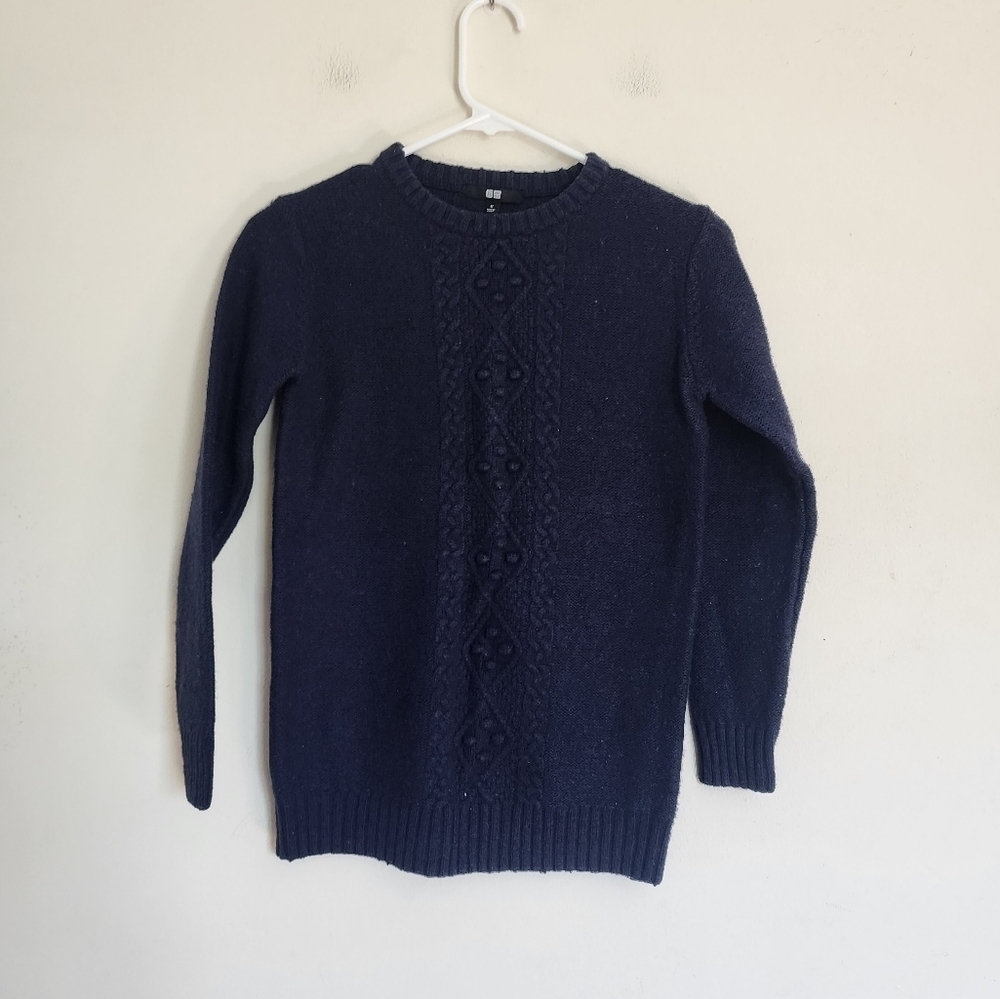 Uniqlo kids Gender Neutral Cable Knit Wool Blend Sweater size 11